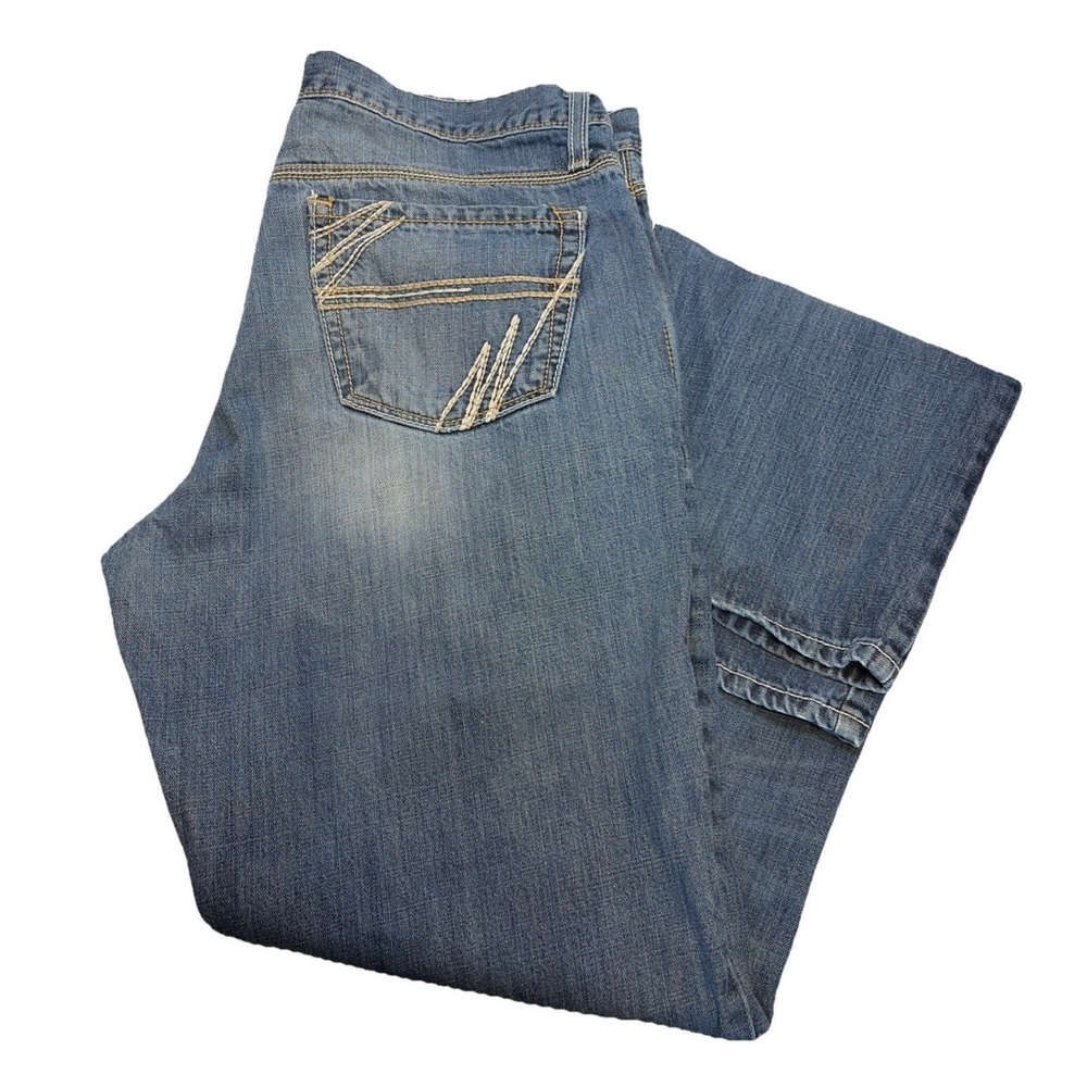 Cinch‎ Holden Blue Distressed Bootcut Jeans Men's 34x37.5  MB70934001 Western